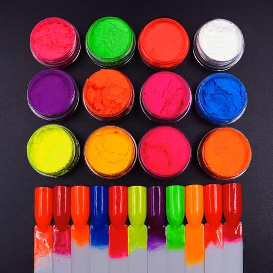 Pigments néon de qualité cosmétique, 12 couleurs, pigments personnalisés de fard à paupières, marque privée